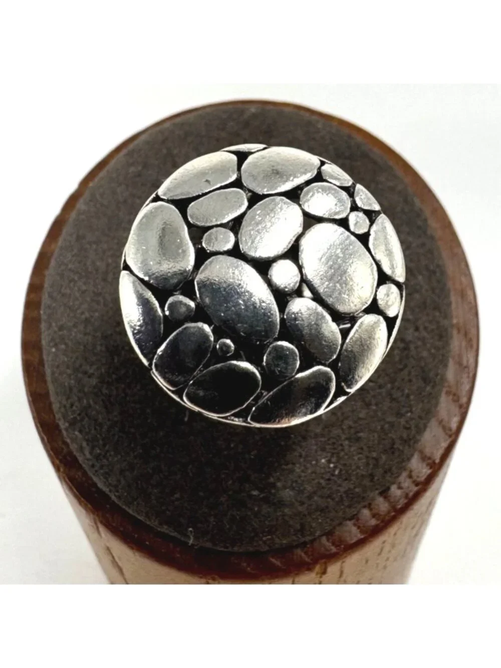 Textured Pebble Design Band Sterling Silver 925 Ring Size 6